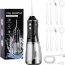 Cordless Water Dental Flosser for Teeth Cleaning, 380ML Large Water Tank & 8 Jet Tips, Portable Oral Irrigator with 3 Modes for Braces & Travel, IPX7 Waterproof Rechargeable Teeth Cleaner