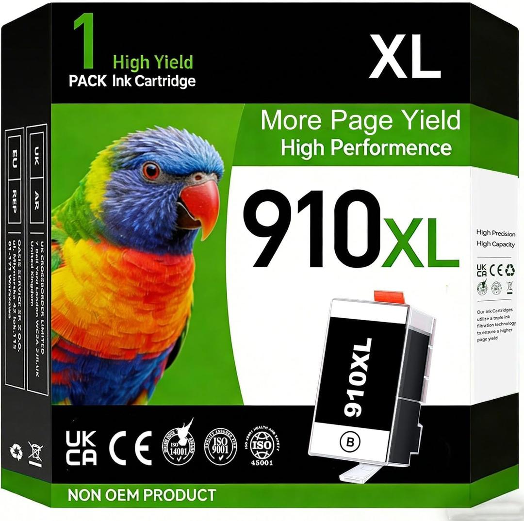 910XL 910 XL Black Ink Cartridges for HP Printers Compatible for HP Printer Ink 910 for HP 910XL Black Ink Cartridge HP910XL Works with HP OfficeJet Pro 8020 8025 8035 8028 8022 8010 8015