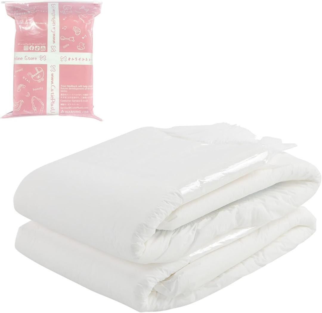 CutiePlusU Adult Diapers Heavy Absorption Dry Surface Disposable Adult Diaper All Night-White 2 Pieces (Medium 28"-38")