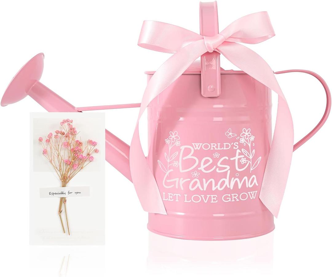 Best Grandma Gifts, Gardening Gifts for Women, Gifts for Grandma from Grandkids, Best Gifts for Grandma, Nana,Mimi,Gigi, Oma, Metal Watering Can for Indoor Plants, 1/2 Gallon, Pink