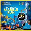National Geographic Marble Run with Motorized Elevator - 150-Piece Marble Maze Kit with Motorized Spiral Lift, 30 Marbles, Storage Bag & More, Perpetual Motion Machine, Kids Physics Toys