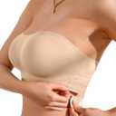 DEANGELMON Strapless Bras for Women Wireless Non-Slip Seamless Clear Straps Comfort Padded Tube Top Bra L