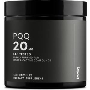 Toniiq 99%+ 20mg Supplement - Ultra High Purity PQQ 20mg Concentrated Formula - PQQ 20 mg 120 Capsules - Pyrroloquinoline Quinone Supplement - 1 Capsule Serving - Vegetarian Capsules, EXP 09/2027