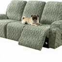 JOKIVTOU Recliner Sofa Covers 8-Pieces Reclining Couch Slipcovers 3 Seater Stretch Recliner Furniture Protector with Elastic Bottom& Pocket, Soft Fitted Washable Stay in Place (Green)