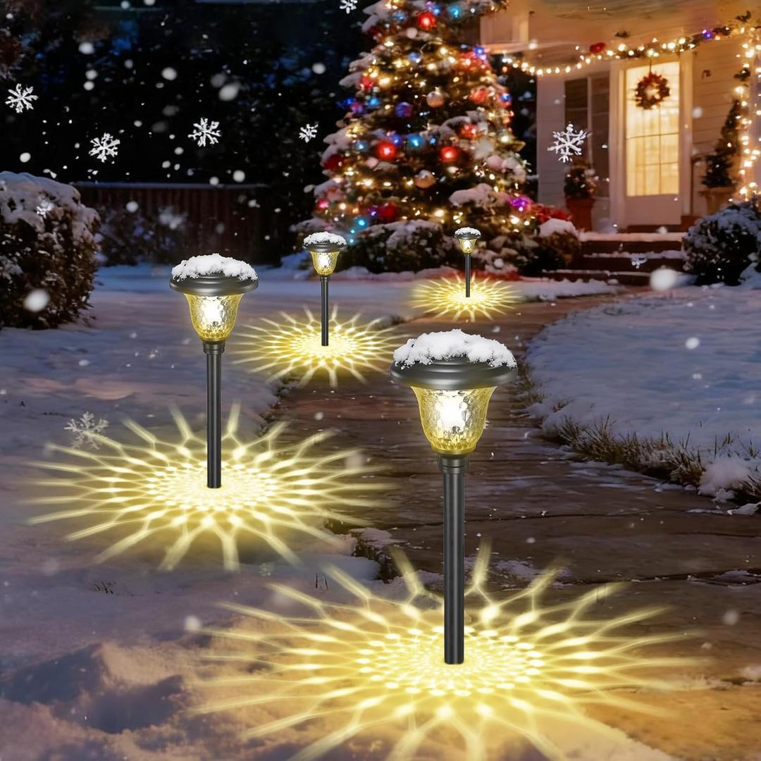Beau Jardin 8 Pack Solar Pathway Lights Stainless Steel Outdoor Solar Powered Light Waterproof Glass High Lumen for Garden Landscape Path Yard Walkway Patio Driveway Outside White Color Changing Black