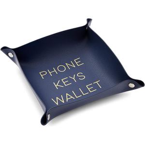 12 x Juvale Leather Catchall Valet Tray for Phone, Keys, Wallet (Navy Blue, 6.9 x 2.2 in)
