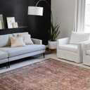 Loloi Layla Collection LAY-01 Brick/Blue 2'-3" x 3'-9" .13" Thick Accent Rug, Soft, Durable, Vintage Inspired, Distressed, Low Pile, Non-Shedding, Easy Clean, Printed, Living Room Rug