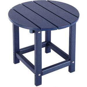 LZRS Round Adirondack Patio Side Table End Table, Outdoor Side Tables for Patio, Backyard,Pool, Indoor Companion, Easy Maintenance & Weather Resistant(Navy Blue)