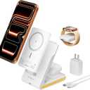 Wireless Charger 5 in 1 Magnetic Charging Station Stand with Portable Power Bank for Apple/Samsung Multiple Devices for Apple Watch 10-2,iPhone 16 15-12 Pro Max/Samsung Galaxy S25 Ultra S24-S8