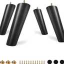 FoDau770 Black Rubber Wood Furniture Legs 8 Inches, Slant Tapered Wood Feet Mid Century Sofa Legs Set of 8, 5/16" UNC Furniture Feet Replacement Parts for Cabinet Couch Dresser Chair Ottoman Table