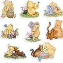 Classic Winnie Bear Friends Cutouts Prop with Stand - 8 Patterns Baby Shower & Birthday Decorations Centerpiece Double-Sided Printing