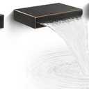 SKOWLL Wall Mounted Sink Faucet, Modern Waterfall Bathroom Faucet 2 Handle Widespread Faucets for Bathroom Sink 3 Holes Tub Filler, Oil Rubbed Bronze Finished