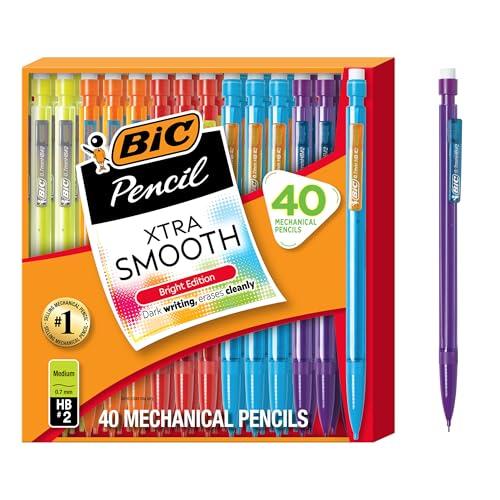BIC Xtra Smooth Mechanical Pencil, 0.7 mm Medium Point, Refillable and Retractable, 40-Count Pack