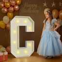 2.3FT Marquee Letters, Approx 2FT Large Light Up Letters C for Birthday Wedding Engagement Proposal Baby Graduation Hoco Party Decorations, Lighted Letter C Sign Backdrop Decor with Warm LED Light