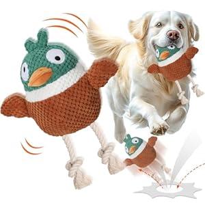 CiyvoLyeen Interactive Duck Dog Toys for Aggressive Chewers, with Electric Moving Bouncing Rolling Ball, Thicken Ropes, Original Design Chew Toy for Small Medium Large Dogs Pets to Keep Them Busy