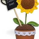 Personalized Handcrafted Crochet Sunflower Potted Plant with Customizable Chalkboard Inspirational Sunflower Gift for Anyone, 2 Pack
