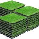 Artificial Grass Tiles Interlocking Turf Squares Deck 27 Pack -12"x12" Indoor Outdoor Faux Grass Rug with Drainage Holes-Fake Grass Tiles Self-draining for Garden Lawn Landscape Balcony Decoration