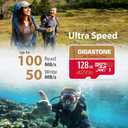 【5-Years Data Recovery】 GIGASTONE 128GB Micro SD Card, 4K Video Recording for GoPro, Action Camera, DJI, Drone, Nintendo-Switch, R/W up to 100/50 MB/s MicroSDXC Memory Card UHS-I U3 A2 V30