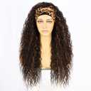 Headband Wigs for Black Women Natural Hairline Synthetic Brown Loose Curly None Lace Front Wigs for Black Women Glueless Machine Made Wig Wavy pre plucked 26 Inch