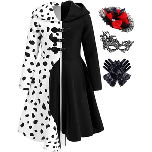 Mecamelon Girls Vintage Halloween Costume Dress Up Dalmatian Print Outfit, White, 7 Years