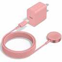 Upgraded Apple Watch Charger, Magnetic iWatch Fast Charger to USB C Cable 6ft with USB C Charger Block for iWatch Series Ultra/ 9/ 8/ 7/ 6/ SE/ SE2/ 5/ 4/ 3, Pink