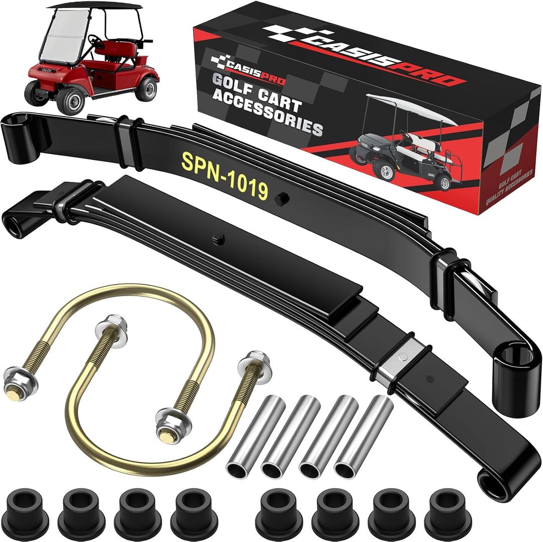 Heavy Duty Golf Cart Rear 4-Leaf Spring Kit for Club Car DS 1982-UP, Club Car Rear Leaf Spring Kit with Bushings & Sleeves, OEM# 102006501 1014675 1011149 1012618 1012324 1010974, Standard