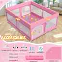 79x71 in Baby Playpen with Mat: Large Play Pen for Babies and Toddlers - Baby Gate Playpen with Soft Breathable Mesh - All-Wrapped Sponge Sturdy Safety Play Yard with 2 Handles & Bag, Pink