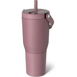 BrMate Resa 35oz 100% Leakproof Travel Tumbler with Handle & Straw | Flexible Soft Sip Straw | Silicone Sleeve for Durability | Stainless Steel | Cup Holder & Travel Friendly | (Rose Taupe)