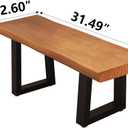 31.5in Light Brown Solid Wood Bench with Sturdy Metal Legs - Versatile Dining/Entryway Bench for Living Room, Home Office & Dining Room