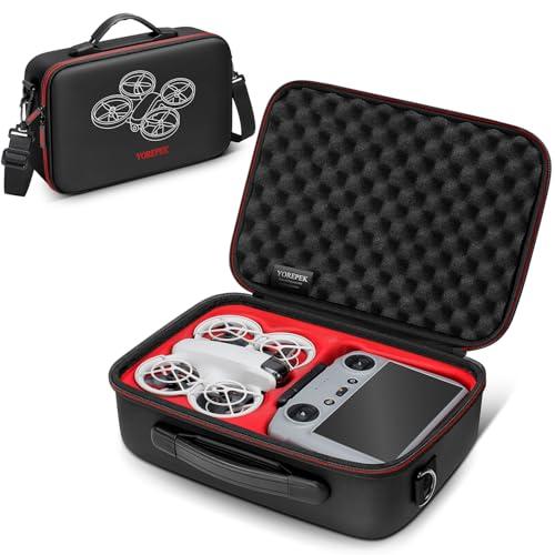 YOREPEK Travel Case for DJI NEO Fits RC-N3/RC-2 Remote Controller, Portable Lightweight PU Carrying Case for DJI NEO Drone Fly More Combo Accessories, Shockproof Waterproof Shoulder Storage Bag