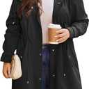 IN'VOLAND Women's Rain Jacket Plus Size Long Raincoat with Hood Outdoor Lightweight Windbreaker Travel Jacket