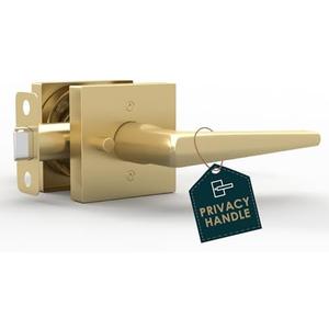 Mega Handles Schein Privacy Door Handle - 1 Pack Interior Reversible Gold Door Handle, Heavy Duty Bed & Bath Door Handles with Privacy Door Lock, Fits All Standard Doors - Satin Brass