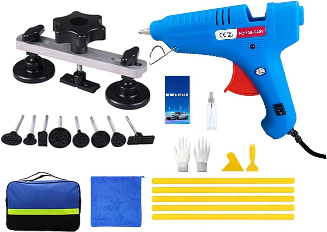 22 Pack Professional Paintless Dent Repair Kit with Bridge Puller, Car Dent Remover Tool for Hail Damage, Door Dings, Auto Body & Refrigerator DIY Restoration