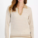 Nautica Jeans
Women's Striped Johnny Collar Long-Sleeve Sweater, Size L