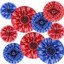 Outus 9 Pcs Western Party Decorations Paper Fans Wild West Bandana Hanging Paper Fans Ceiling Wall Garland for Western Cowboy Themed Party Decorations