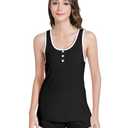 NACHILA Pajamas Set for Women-Viscose Made from Bamboo,Tank Top with Shorts Soft Sleepwear Button Pjs Cool Nightwear Black L