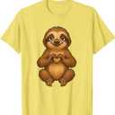 Sloth with Heart | Sweet Sloth with Heart Symbol T-Shirt, Lemon Yellow 2T