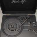 Vinyl Record Player 3-Speed Bluetooth Suitcase Portable Belt-Driven Record Player with Built-in Speakers RCA Line Out AUX in Headphone Jack Vintage Turntable (Black)