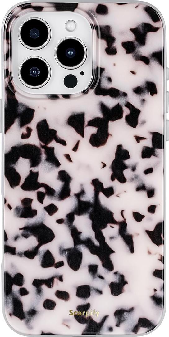 SCORPIFY for iPhone 16 Pro Max Case [Compatible with MagSafe] with Pink Tortoise Shell Design, Cute Brown Magnetic Phone Cover for Women Girls, Slim Shockproof Bumper