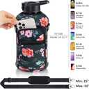 Fimibuke Half Gallon Water Bottle with Sleeve 64 OZ Water Bottle with Handle & Straw Leakproof Motivational Sports Gym Water Bottle with Time Marker BPA Free Water Jug with Reusable Neoprene Holder
