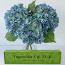YalzoneMet 3 Pcs Blue/Green Hydrangea Artificial Flowers 21'' Real Touch Latex Hydrangea Faux Flowers for Wedding Tables Centerpieces Baby Shower for Party Home Kitchen Living Room Decor