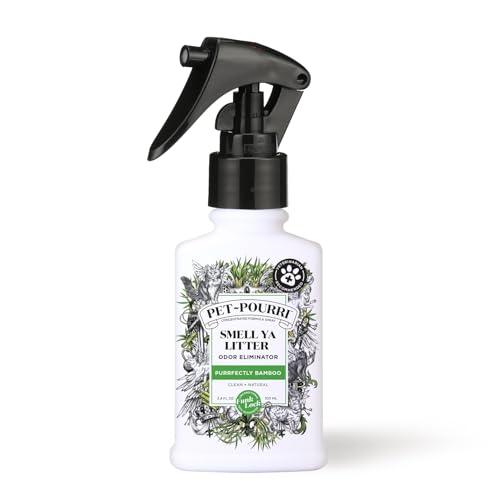 Pet-Pourri Smell Ya Litter Cat Litter Deodorizer Spray, Purrfectly Bamboo 3.4 Fl Oz, Up to 170 Uses, Pet Odor Remover with Essential Oils for Air, Carpet, Urine, Vet Recommended, Bergamot Bamboo Scent 2 Pack