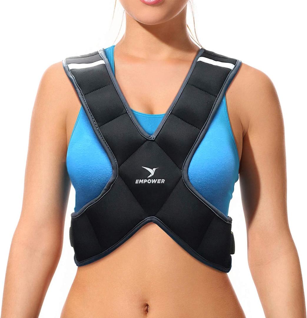 EMPOWER Weighted Vest for Women with Reflective Strips Fixed 8lbs, Adjustable 4-10lbs (4 in1) or Adjustable10-16lbs (4 in 1), Strengthen Muscles, Boost Bone Health, and Burn More Calories for Workout - Rucking Vest