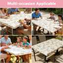 Rectangle Picnic Table Cloth, Elastic Waterproof Fitted Vinyl Tablecloths for 8 Foot Tables, Wipeable Flannel Backed Table Covers for Dining, Camping, Outdoor(Rose,36"x96")