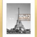 upsimples 10x12 Picture Frame, Display Pictures 7x9 with Mat or 10 x 12 Without, Wall Hanging Photo Frames, Gold, 1 Pack