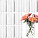 12pcs Clear Cylinder Vases for Centerpieces, Glass Flower Vases for Wedding Decorations and Home Decor, 6 Inch Glass Hurricane Candle Holder for Table Shelf