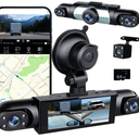 4 Channel Dash Cam 360° View, 1080P Front and Rear Inside, Left Right Dash Camera for Cars, Night Vision, WiFi & APP Control, GSensor, Loop Recording with 64GB SD Card (Y108WiFi+64G)