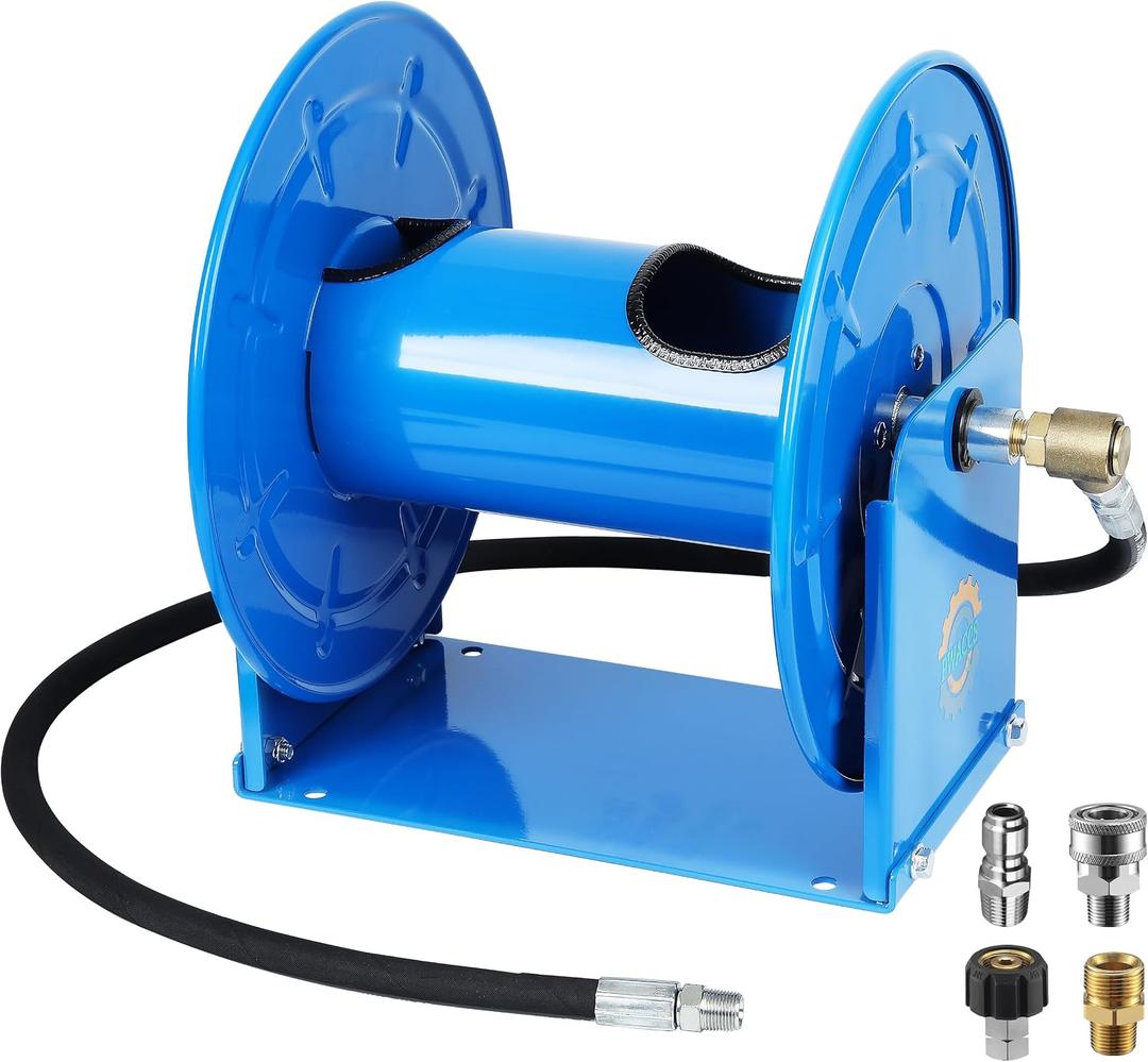 PWACCS Manual Pressure Washer Reel 150FTx3/8", 300FTx1/4" Power Hose Reel