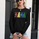 ASTANFY Mama Sweatshirts for Women Boy Mom Graphic Sweatshirt Vintage Cowgirl Outfits Leopard Print Tops (M)