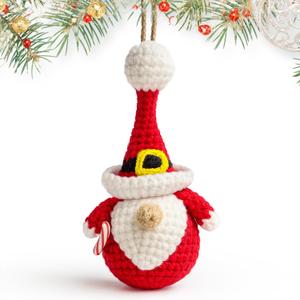 4 x Gnome Ornaments - Gnome Christmas Ornament 2025 - Holiday Gnomes Ornaments for Christmas Tree - Gifts for Gnomes Lovers, Family, Friends - Crochet Ornament & Card